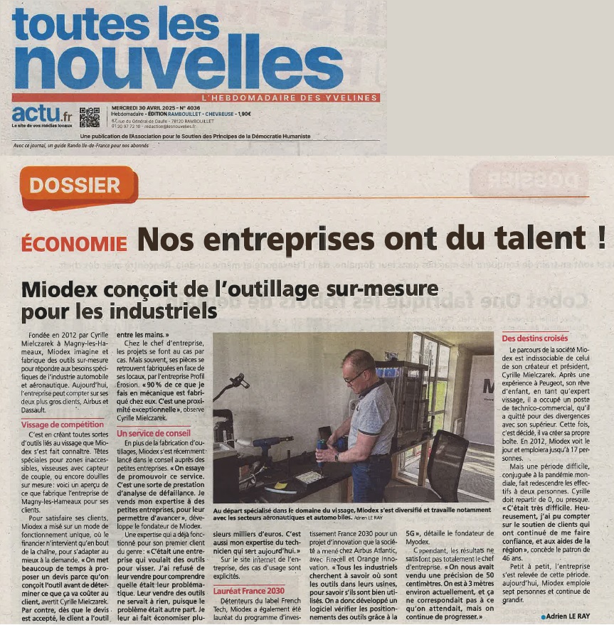 Miodex valorise son savoir-faire industriel : entre reconnaissance locale et ambition nationale 1 Opérateur d'un centre d'usinage pour le bridage de pièce